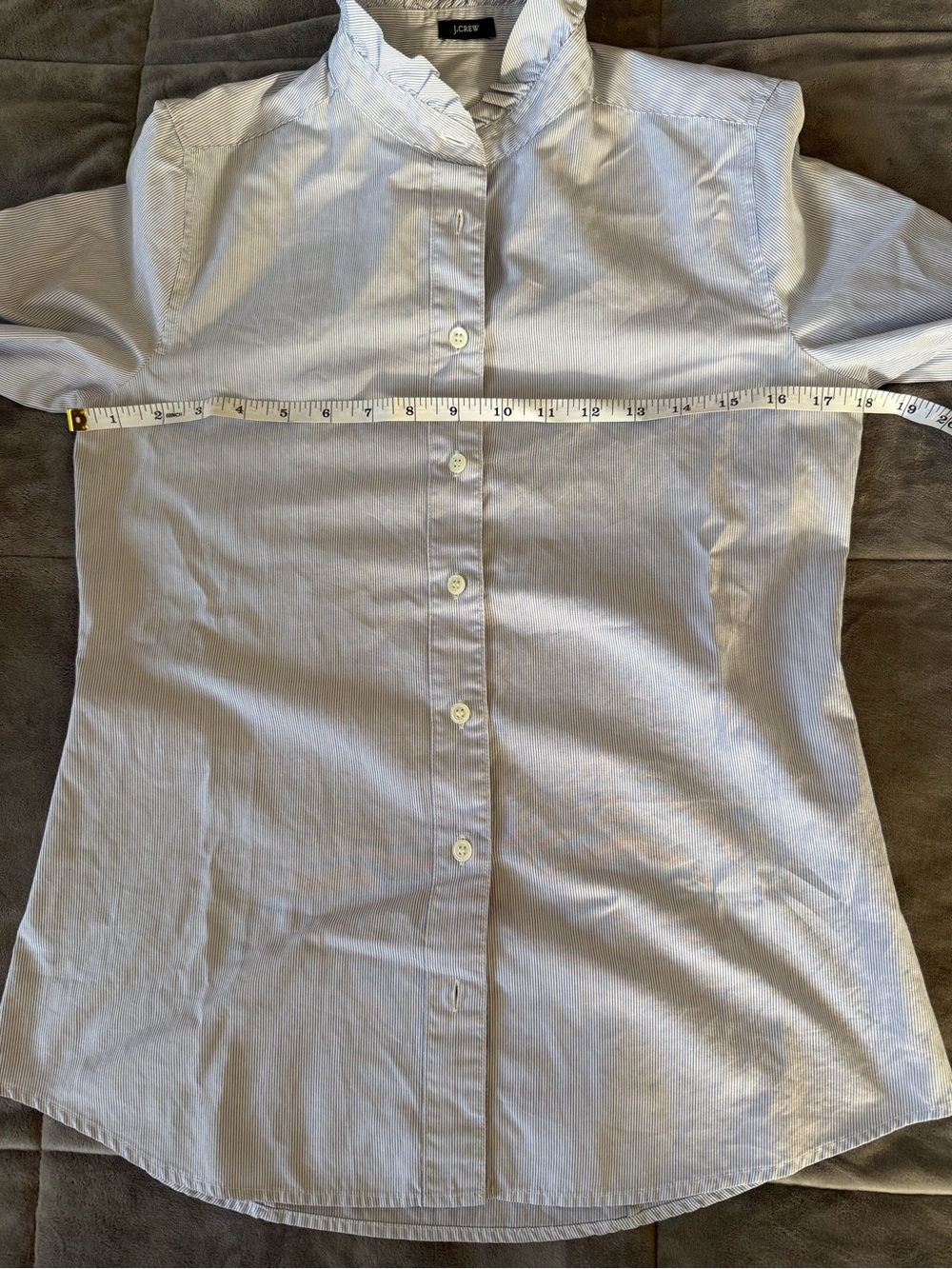 J. Crew Light Blue Pinstripe Ruffle-Collar Button-Down Shirt Size S - Picture 5 of 6